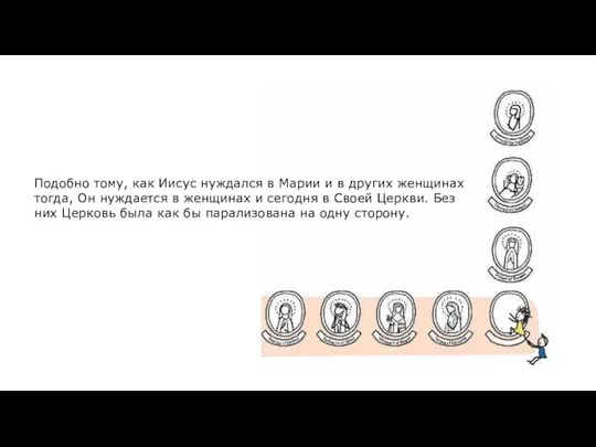 Подобно тому, как Иисус нуждался в Марии и в других женщинах тогда,