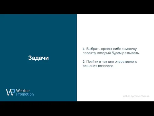 www.yourdomain.com Задачи 1. Выбрать проект либо тематику проекта, который будем развивать. 2.