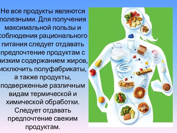 Не все продукты являются полезными. Для получения максимальной пользы и соблюдения рационального