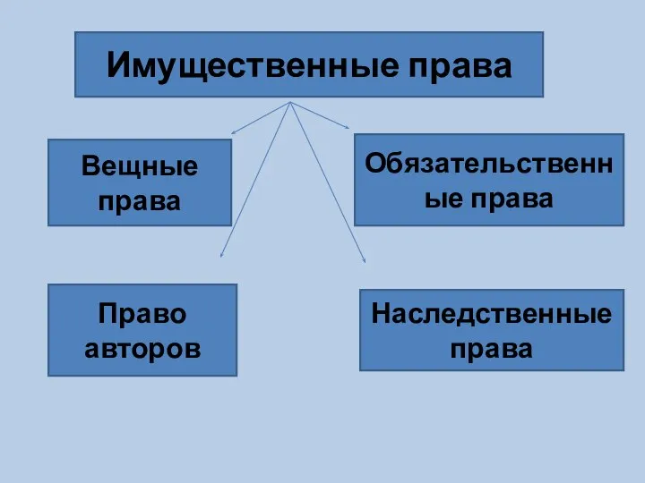 Имущественные права Вещные права Обязательственные права Право авторов Наследственные права