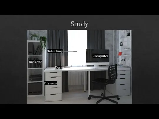 Study Desk Drawers Computer Table lamp Bookcase