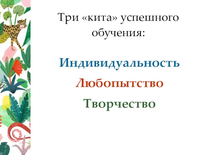 Три «кита» успешного обучения: Индивидуальность Любопытство Творчество