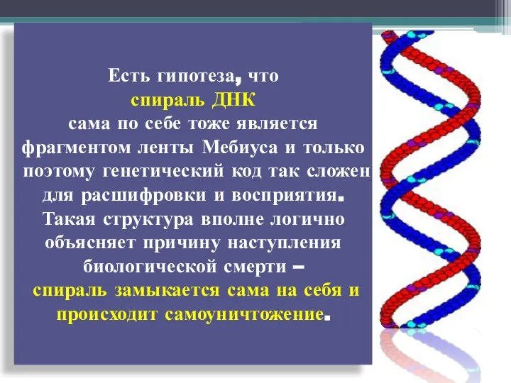 Есть гипотеза, что спираль ДНК сама по себе тоже является фрагментом ленты