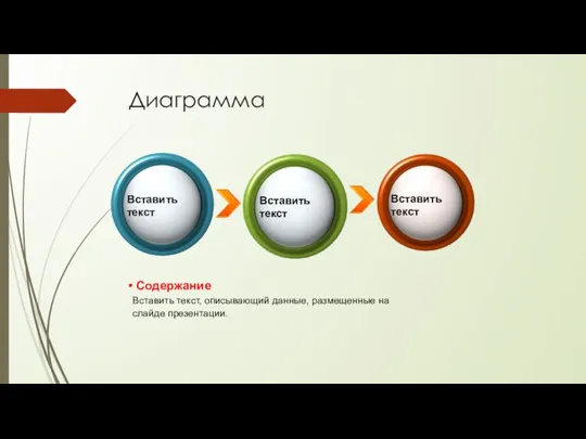 Диаграмма Вставить текст Вставить текст Вставить текст Содержание Вставить текст, описывающий данные, размещенные на слайде презентации.
