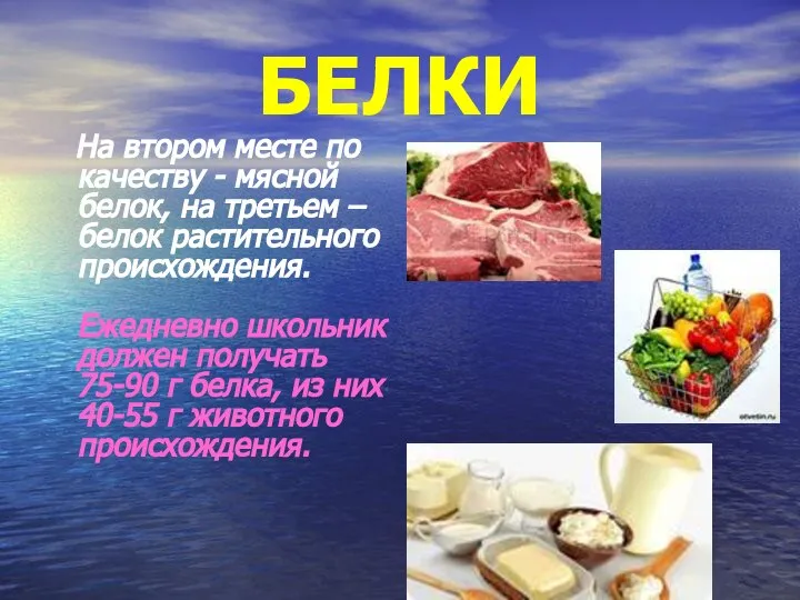 БЕЛКИ На втором месте по качеству - мясной белок, на третьем –