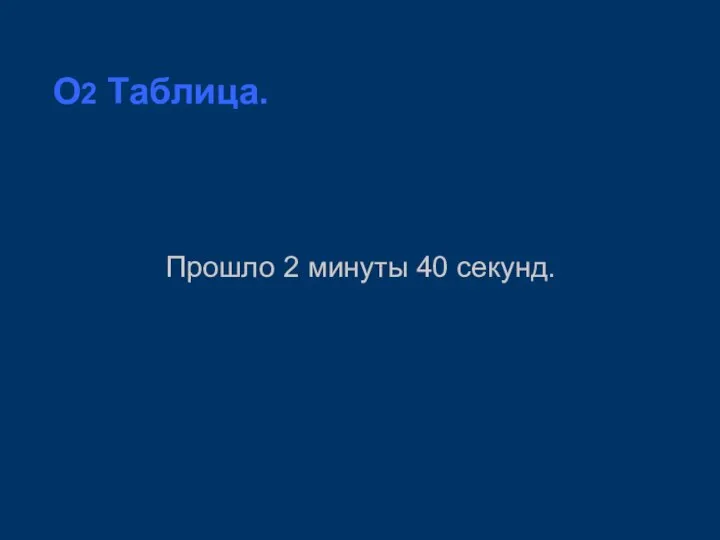 O2 Таблица. Прошло 2 минуты 40 секунд.