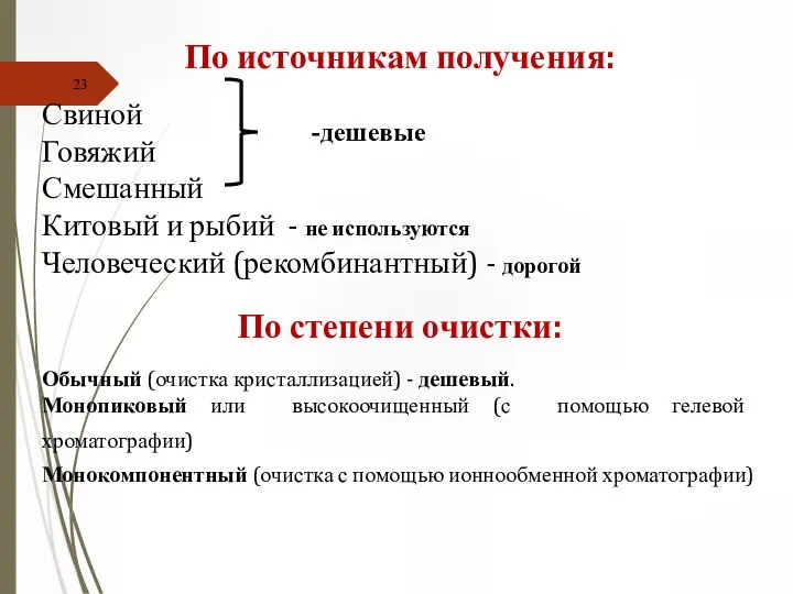 По источникам получения: Свиной Говяжий Смешанный Китовый и рыбий - не используются