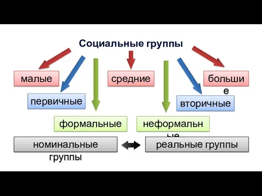 Социальные группы малые большие средние первичные вторичные формальные неформальные номинальные группы реальные группы