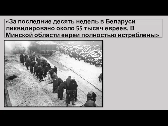 «За последние десять недель в Беларуси ликвидировано около 55 тысяч евреев. В