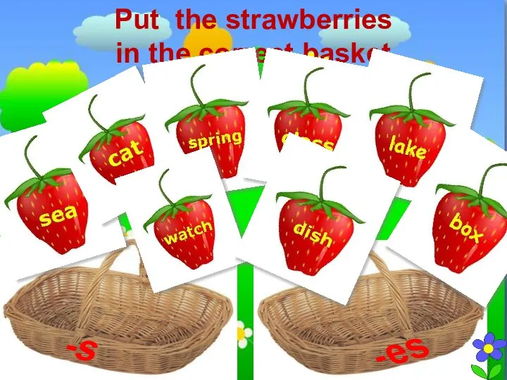 Put the strawberries in the correct basket