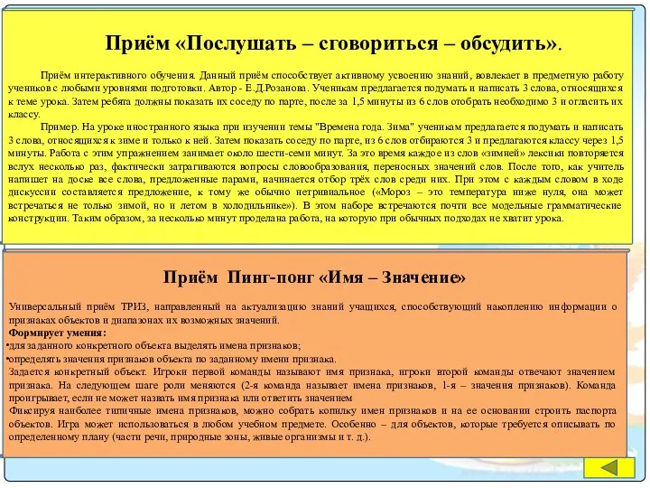 Приём «Послушать – сговориться – обсудить». Приём интерактивного обучения. Данный приём способствует