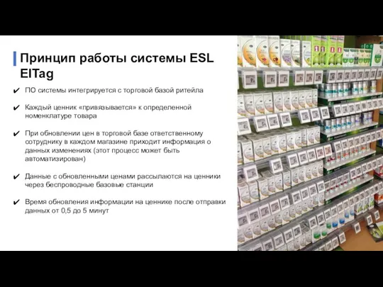 ПО системы интегрируется с торговой базой ритейла Каждый ценник «привязывается» к определенной