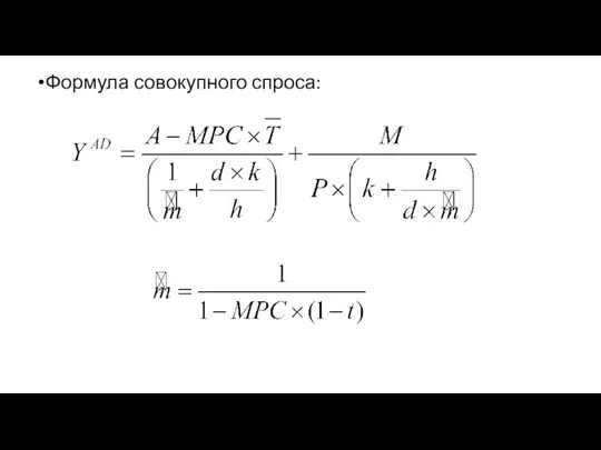 Формула совокупного спроса: