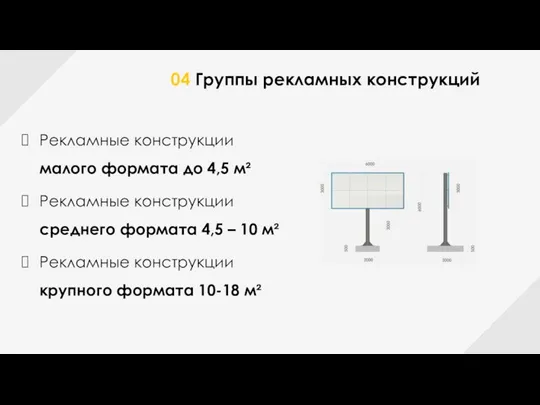 04 Группы рекламных конструкций Рекламные конструкции малого формата до 4,5 м² Рекламные