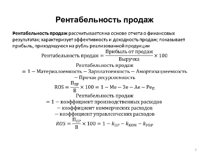 Рентабельность продаж