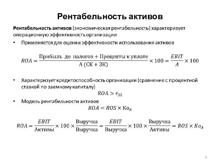 Рентабельность активов