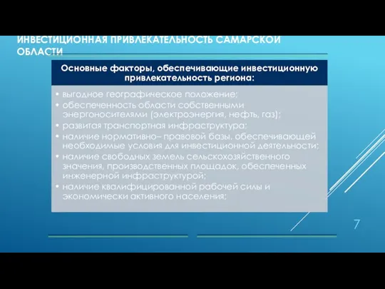 ИНВЕСТИЦИОННАЯ ПРИВЛЕКАТЕЛЬНОСТЬ CАМАРСКОЙ ОБЛАСТИ