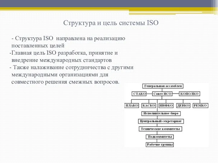 Структура и цель системы ISO - Структура ISO направлена на реализацию поставленных