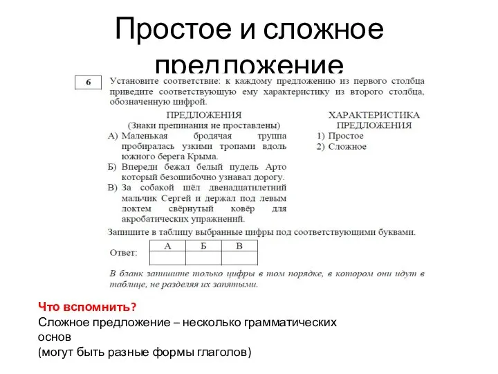 Простое и сложное предложение Что вспомнить? Сложное предложение – несколько грамматических основ