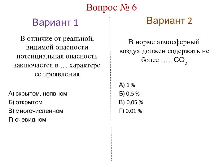 Вариант 1 Вариант 2 Вопрос № 6 В отличие от реальной, видимой