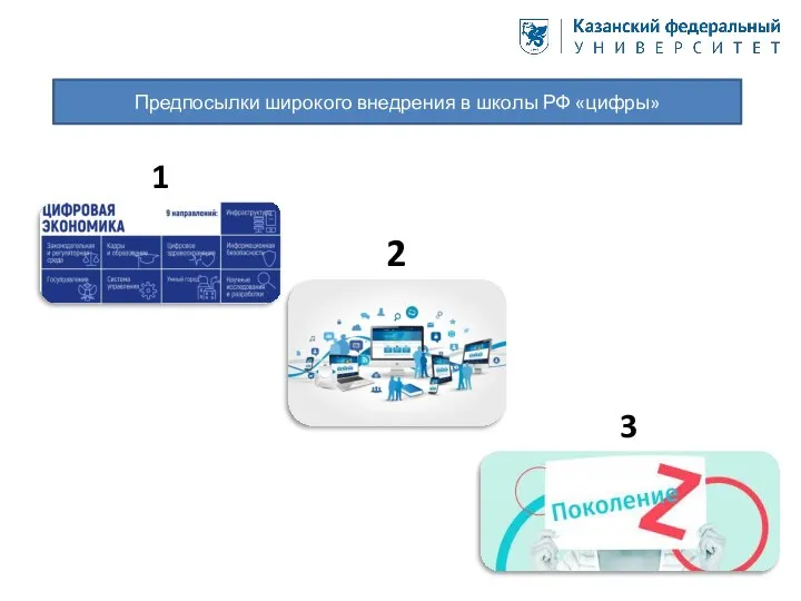 Предпосылки широкого внедрения в школы РФ «цифры» 1 2 3