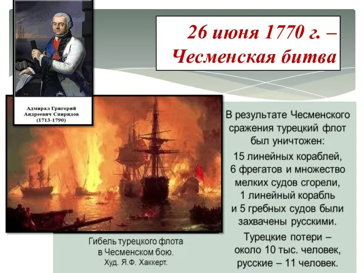 26 июня 1770 г. – Чесменская битва