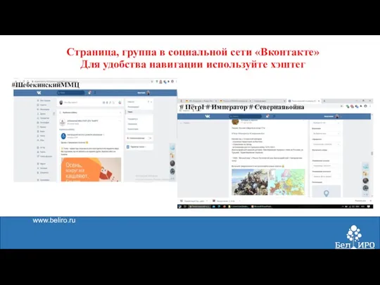 www.beliro.ru Страница, группа в социальной сети «Вконтакте» Для удобства навигации используйте хэштег
