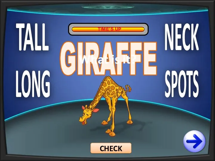 TALL LONG NECK SPOTS TIME’S UP GIRAFFE CHECK What is it?