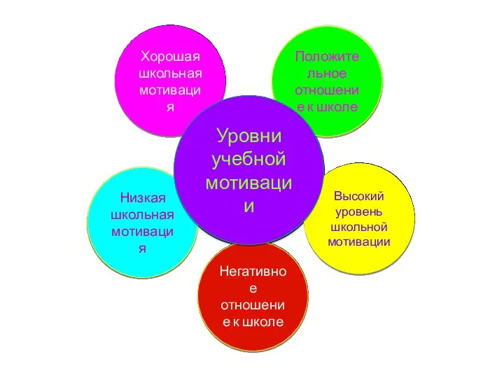 Негативное отношение к школе Низкая школьная мотивация Высокий уровень школьной мотивации Хорошая