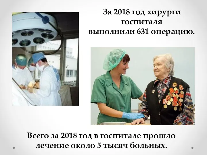 За 2018 год хирурги госпиталя выполнили 631 операцию. Всего за 2018 год