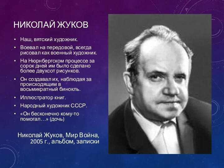 НИКОЛАЙ ЖУКОВ Наш, вятский художник. Воевал на передовой, всегда рисовал как военный