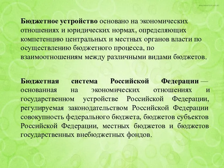 Бюджетная система Российской Федерации — основанная на экономических отношениях и государственном устройстве