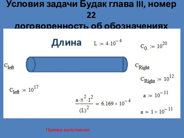 Условия задачи Будак глава III, номер 22 договоренность об обозначениях Пример выполнения