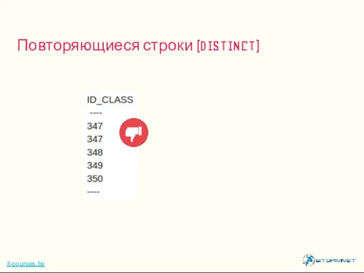 Повторяющиеся строки (DISTINCT) it-courses.by
