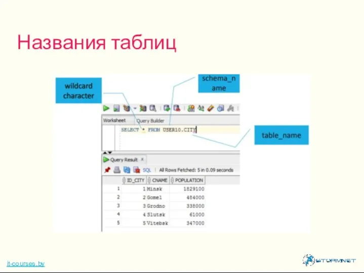 Названия таблиц it-courses.by