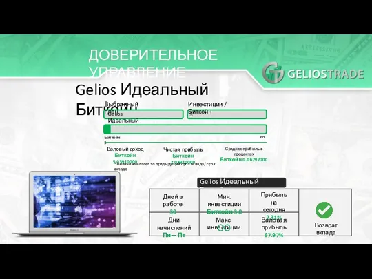 ДОВЕРИТЕЛЬНОЕ УПРАВЛЕНИЕ Gelios Идеальный Биткойн Выбранный план Gelios Идеальный Инвестиции / Биткойн