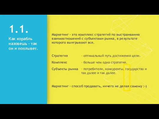 1.1. Как корабль назовешь – так он и поплывет. Маркетинг – это