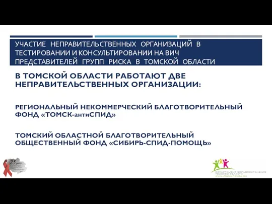 УЧАСТИЕ НЕПРАВИТЕЛЬСТВЕННЫХ ОРГАНИЗАЦИЙ В ТЕСТИРОВАНИИ И КОНСУЛЬТИРОВАНИИ НА ВИЧ ПРЕДСТАВИТЕЛЕЙ ГРУПП РИСКА