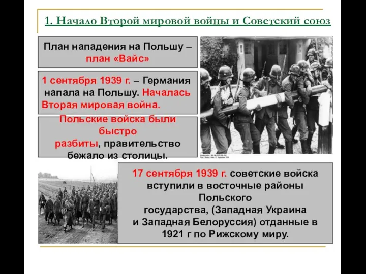 1. Начало Второй мировой войны и Советский союз 1 сентября 1939 г.