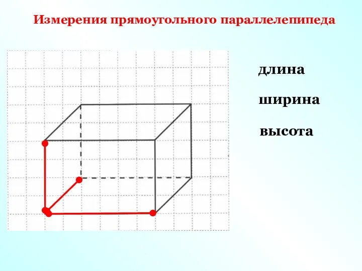 Измерения прямоугольного параллелепипеда длина ширина высота