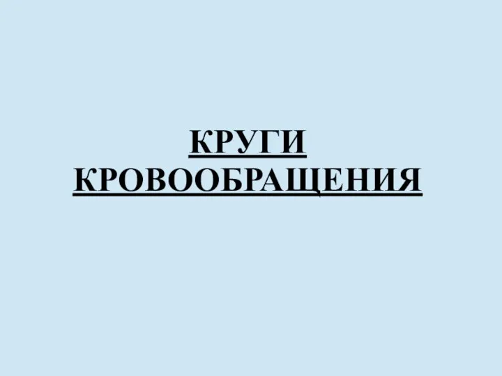 КРУГИ КРОВООБРАЩЕНИЯ