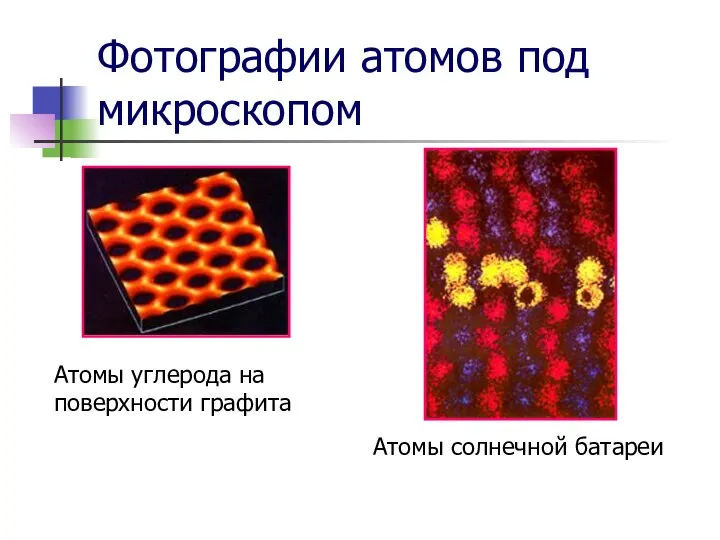 Фотографии атомов под микроскопом Атомы углерода на поверхности графита Атомы солнечной батареи