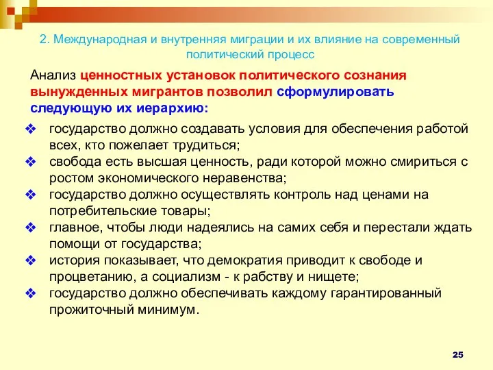 2. Международная и внутренняя миграции и их влияние на современный политический процесс