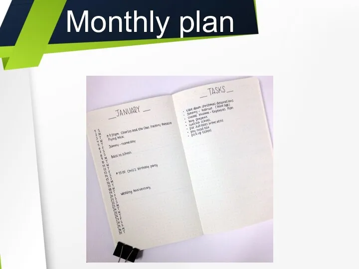 Monthly plan