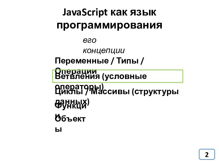 Переменные / Типы / Операции Ветвления (условные операторы) Циклы / Массивы (структуры