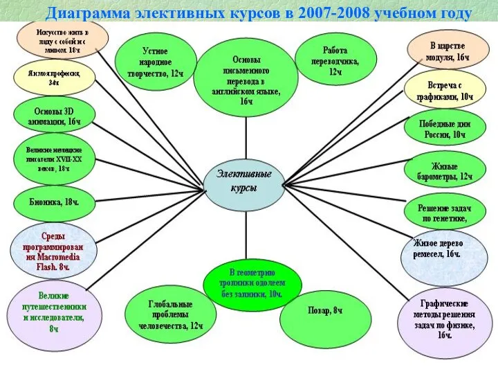 Диаграмма элективных курсов в 2007-2008 учебном году