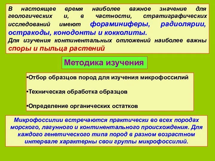 В настоящее время наиболее важное значение для геологических и, в частности, стратиграфических