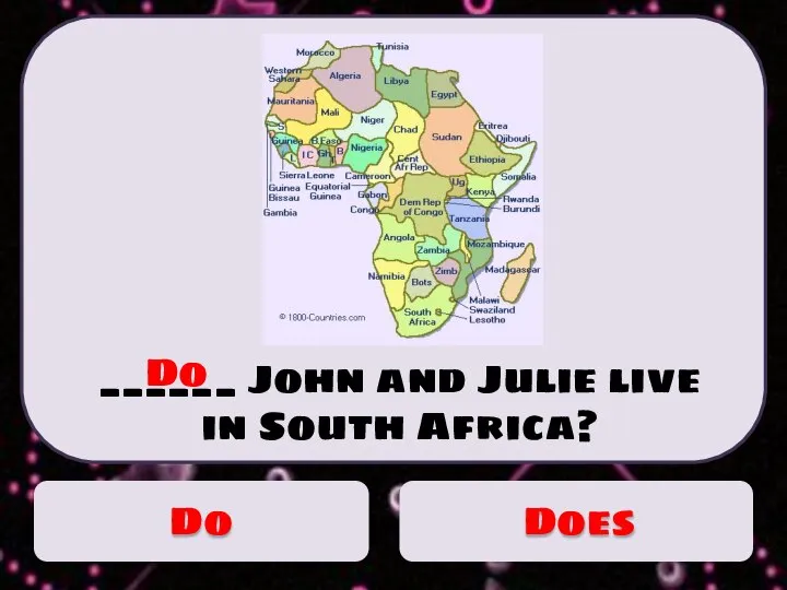______ John and Julie live in South Africa? Do