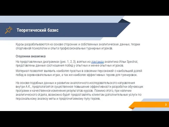 Теоретический базис Курсы разрабатываются на основе сторонних и собственных аналитических данных, теории