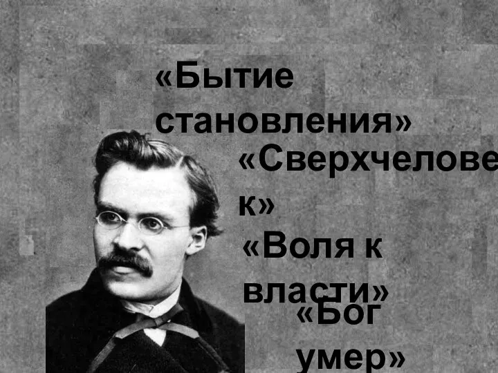 «Воля к власти» «Сверхчеловек» «Бог умер» «Бытие становления»